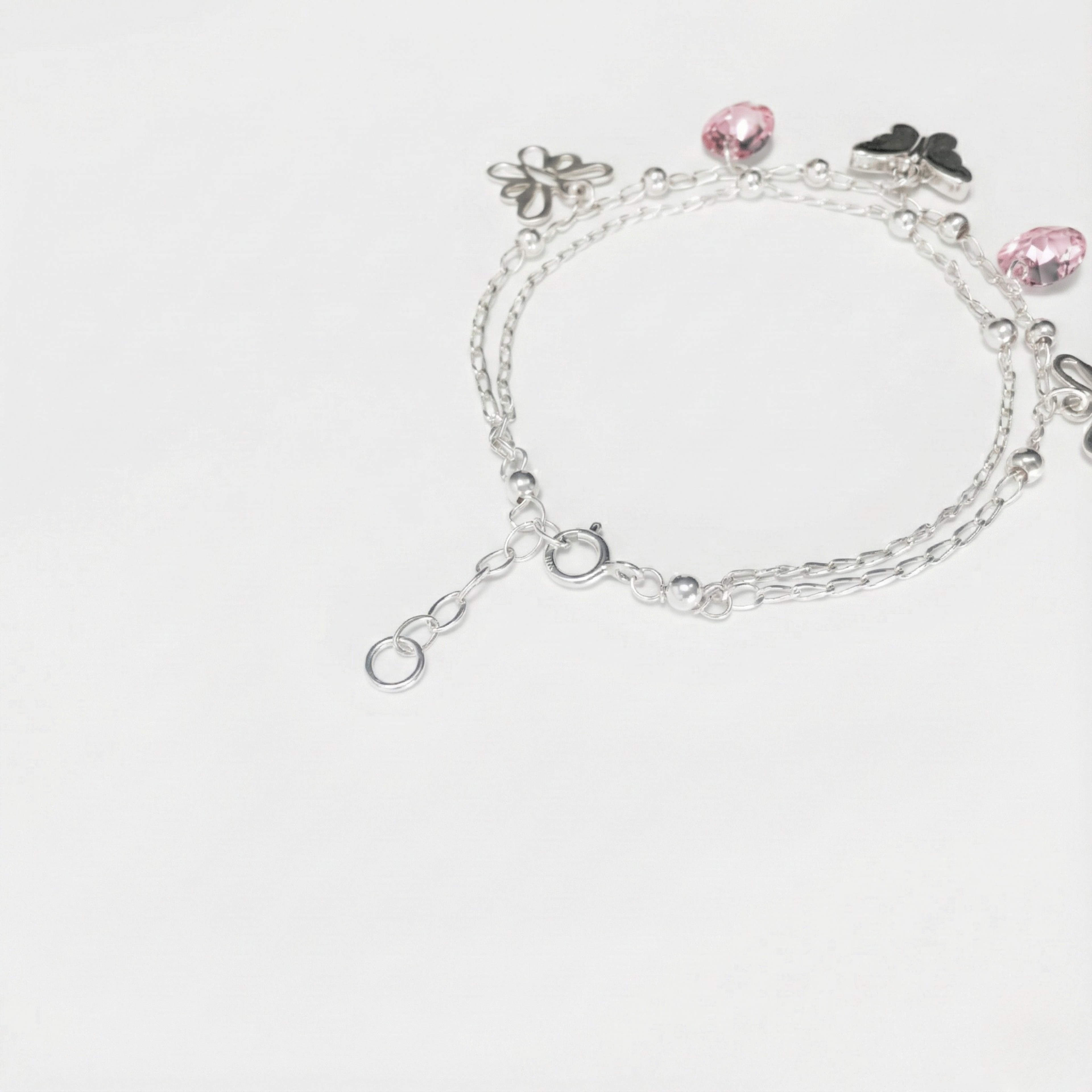 Pulsera Mariposas de Plata y Cristales