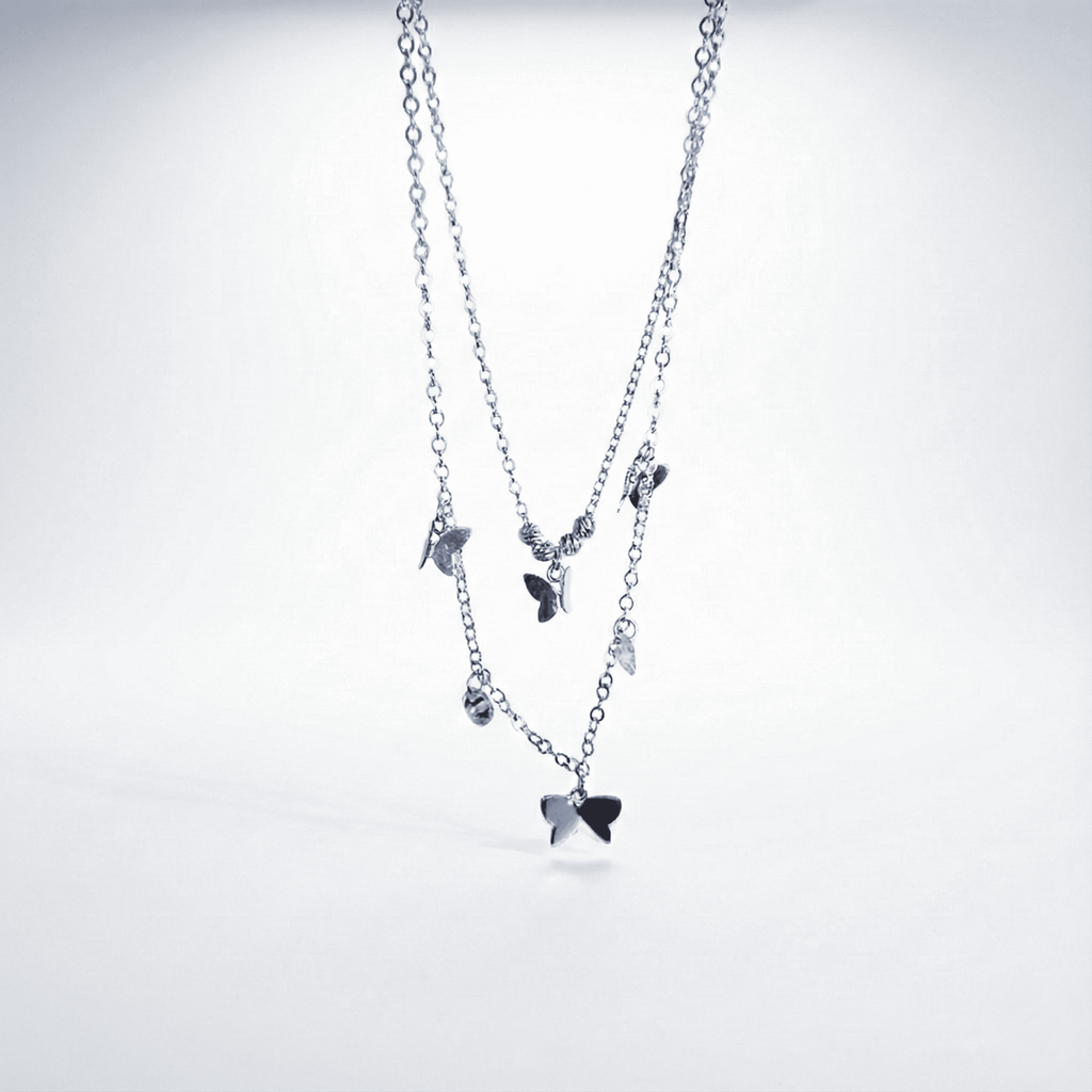 Collar doblemariposas y cristal