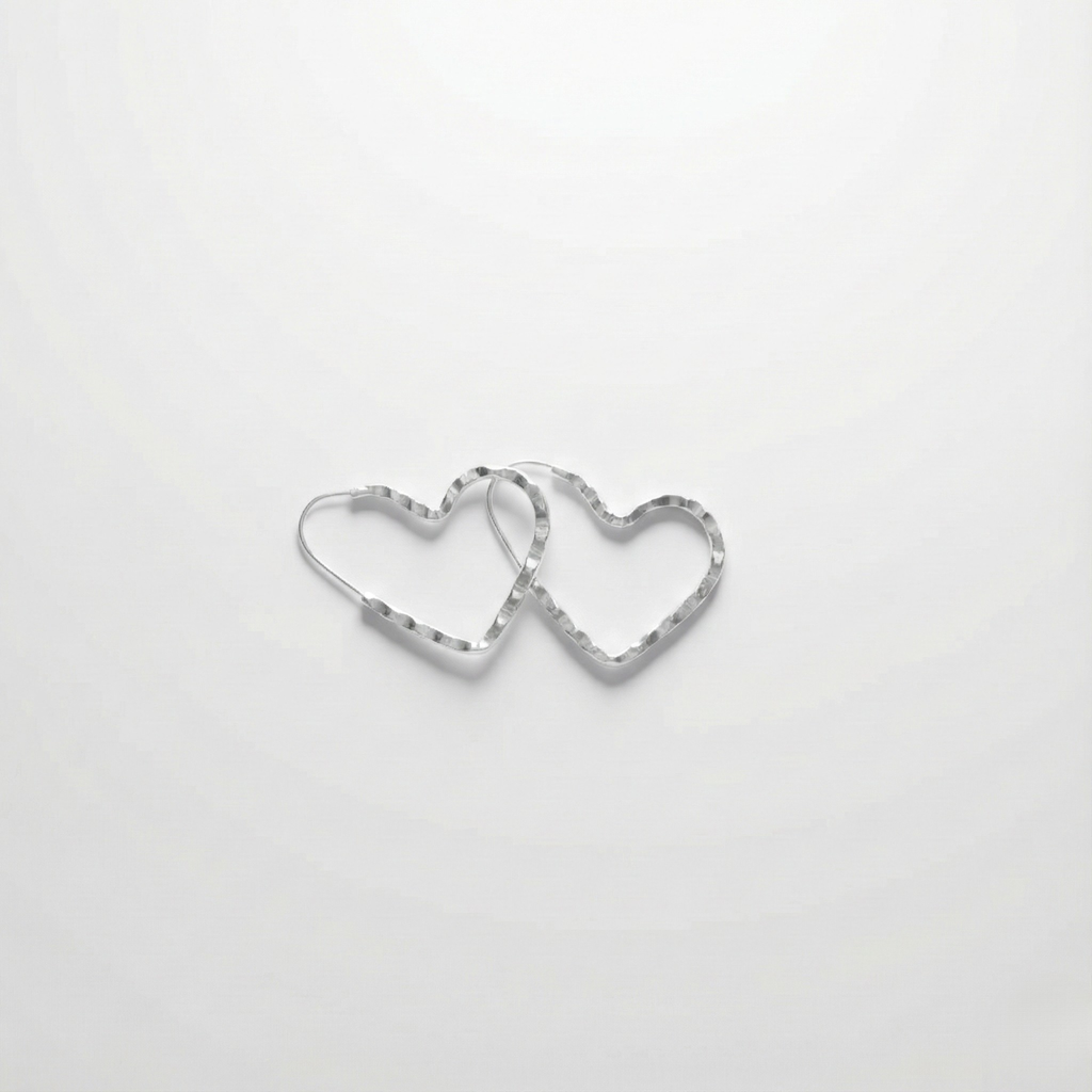 Arracadas Corazón Rústico en Plata