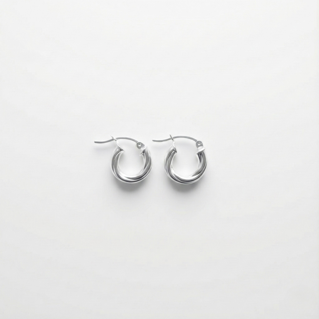 Arracadas Huggies Chunky Twist en Plata