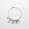 Pulsera de Plata con Dijes: Gato, Oso, Mariposas y Corazón Solitario