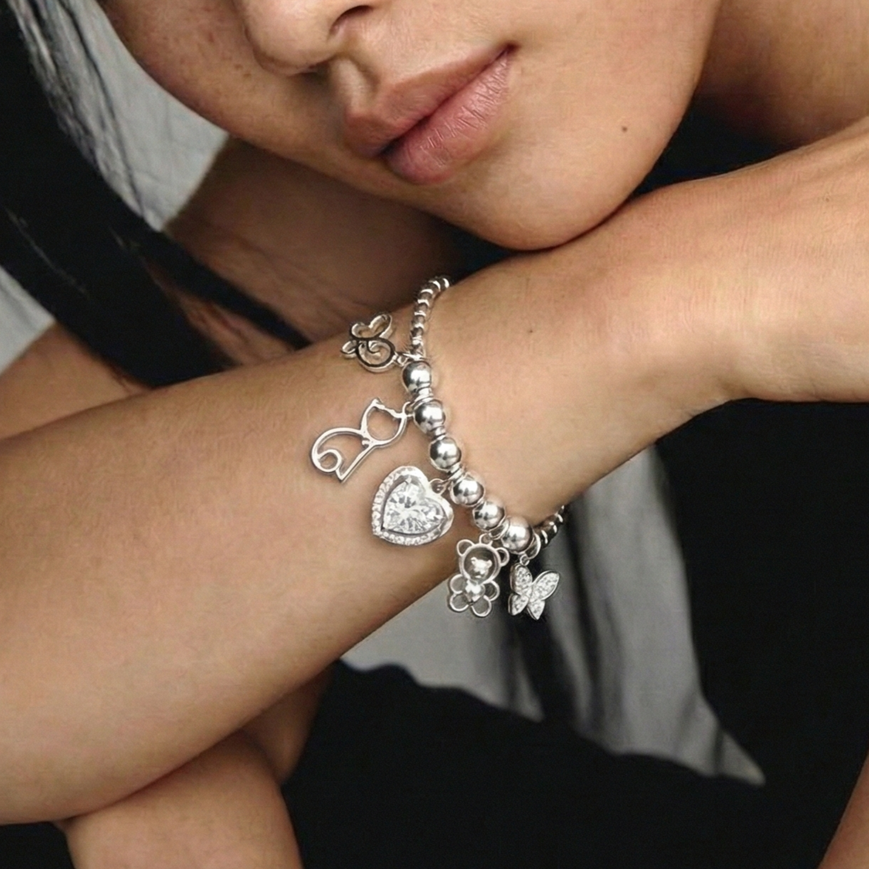 Pulsera Historias del Corazón (Oso, Gato y Mariposa)